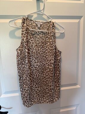 Nine West Leopard Print Sleeveless Top - Brown & Cream